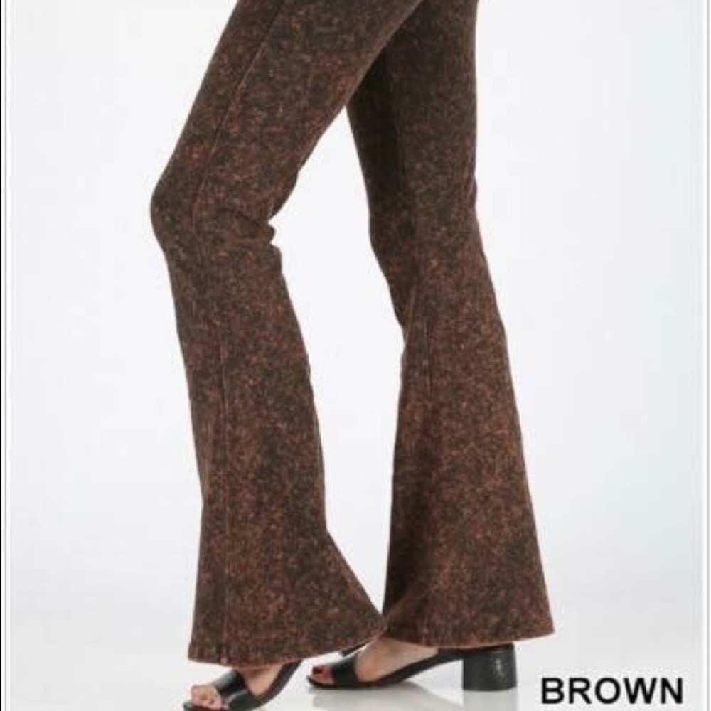 Mineral wash flare leg pants